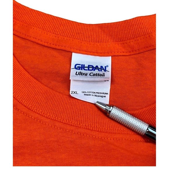 Spring Bike Rally 2014 T-Shirt 2XL N. Myrtle Beach SC Orange Skull Pipes NWOT - Picture 5 of 6